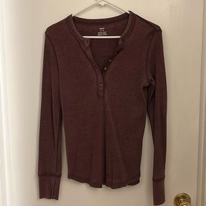 Maroon waffle pattern Henley